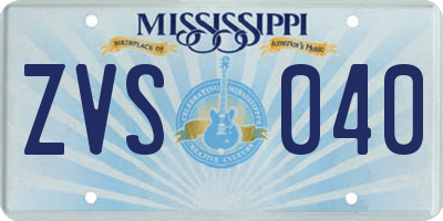 MS license plate ZVS040