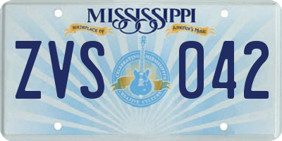 MS license plate ZVS042