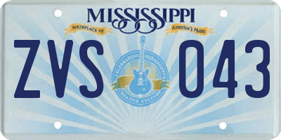 MS license plate ZVS043
