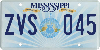 MS license plate ZVS045