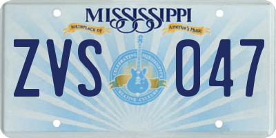 MS license plate ZVS047