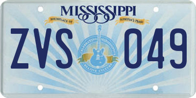 MS license plate ZVS049