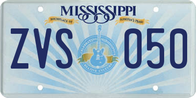 MS license plate ZVS050