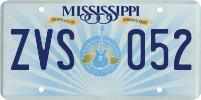 MS license plate ZVS052