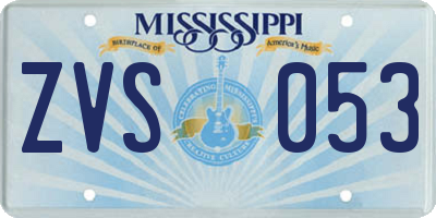 MS license plate ZVS053