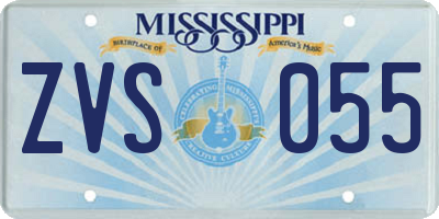 MS license plate ZVS055