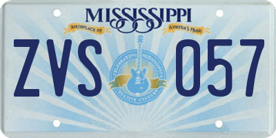 MS license plate ZVS057