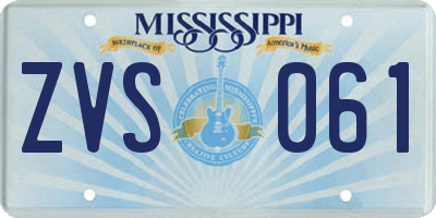 MS license plate ZVS061