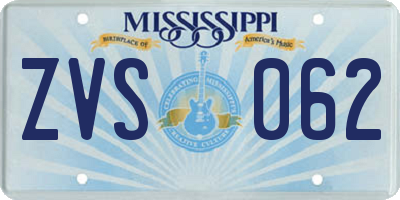 MS license plate ZVS062