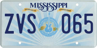 MS license plate ZVS065