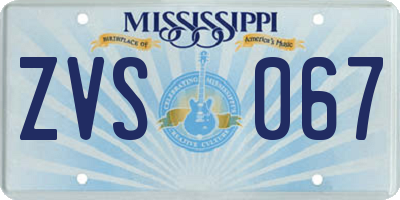 MS license plate ZVS067