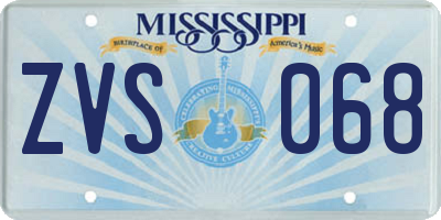 MS license plate ZVS068