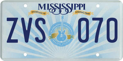 MS license plate ZVS070