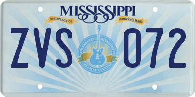 MS license plate ZVS072