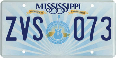 MS license plate ZVS073