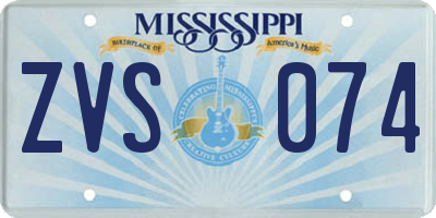 MS license plate ZVS074