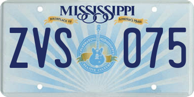 MS license plate ZVS075