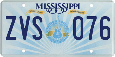 MS license plate ZVS076