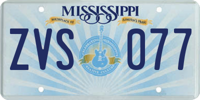 MS license plate ZVS077