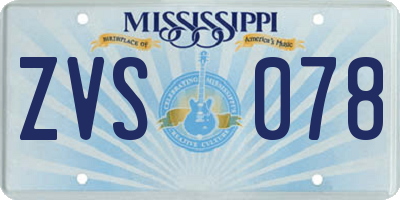 MS license plate ZVS078