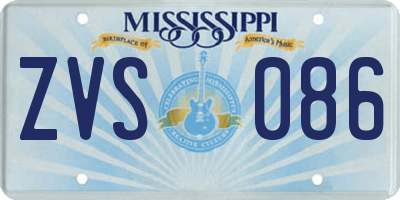 MS license plate ZVS086