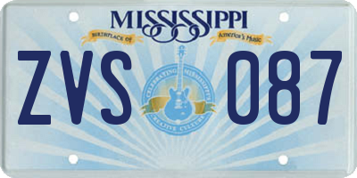 MS license plate ZVS087