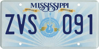 MS license plate ZVS091