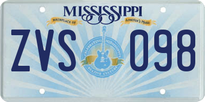 MS license plate ZVS098