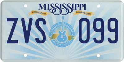 MS license plate ZVS099