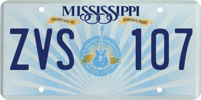 MS license plate ZVS107