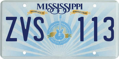 MS license plate ZVS113