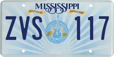 MS license plate ZVS117