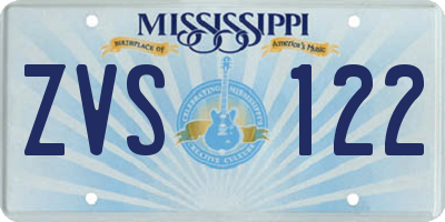 MS license plate ZVS122