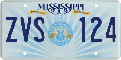 MS license plate ZVS124