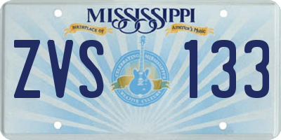 MS license plate ZVS133