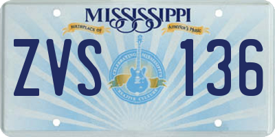 MS license plate ZVS136