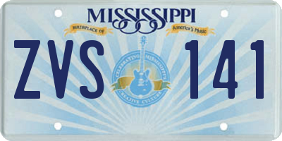 MS license plate ZVS141