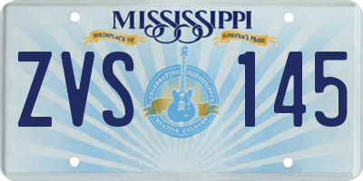 MS license plate ZVS145
