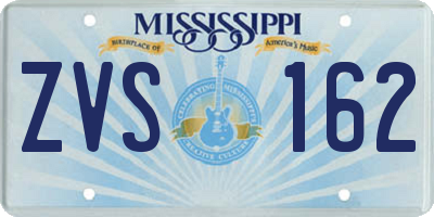 MS license plate ZVS162