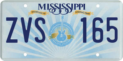 MS license plate ZVS165