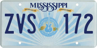 MS license plate ZVS172