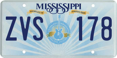 MS license plate ZVS178