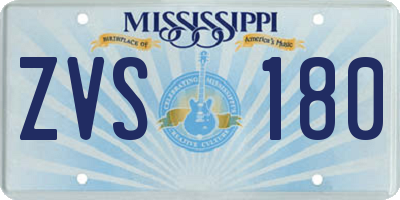 MS license plate ZVS180
