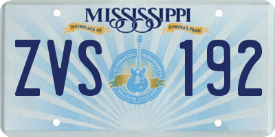 MS license plate ZVS192
