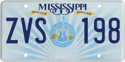 MS license plate ZVS198