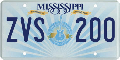 MS license plate ZVS200
