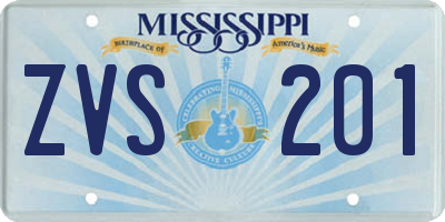 MS license plate ZVS201