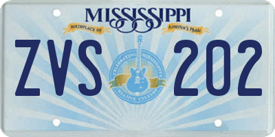 MS license plate ZVS202
