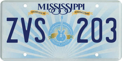 MS license plate ZVS203