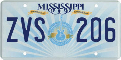 MS license plate ZVS206